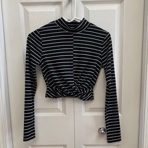 Long Sleeved Striped Cropped Shirt